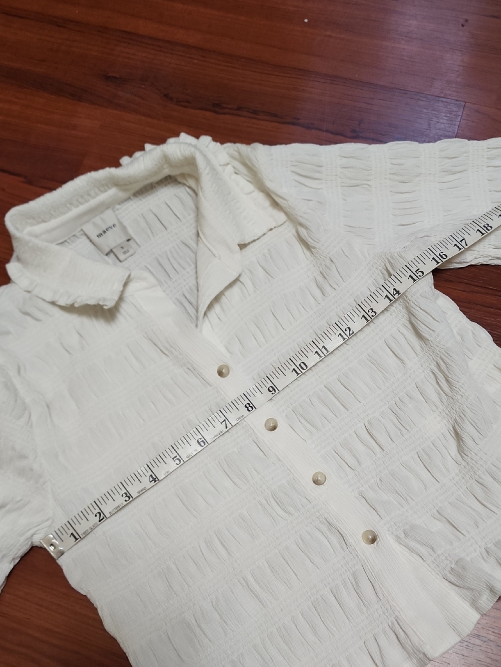 Women's White Ruffled Button-Down Top - Picture 9 of 9